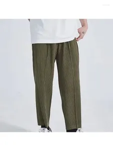 Pantalon pour hommes Miyake ligne plissée pressage Harem taille élastique couture ample décontracté JF158 marqué.