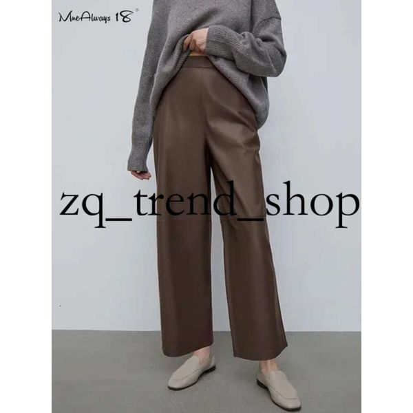 Pantalon masculin mnealways18 faux cuir femmes hauts pantalon vintage marron