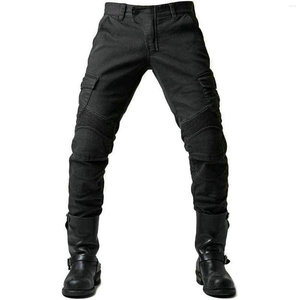 Pantalones de hombre, pantalones informales de protección para motocicleta, pantalones vaqueros para hombre, transpirables, resistentes al desgaste, con 2 pares de protectores de cadera y rodilla extraíbles