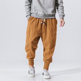 Pantalons pour hommes MrGB 2023 Style chinois hommes coton lin Harem Streetwear homme décontracté Joggers Harajuku taille élastique mâle surdimensionné pantalon 230324