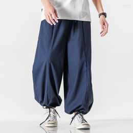 Herenbroek mrgb heren katoenlijn wijd been Chinese mode solide casual man hiphop oversized mannen broeken vrouwen joggingbroeken