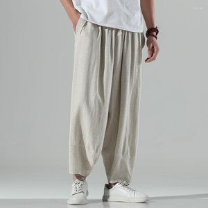 Pantalon homme MRGB solide coton lin mode homme décontracté cheville longueur Style japonais Streetwear homme Harem femmes pantalon