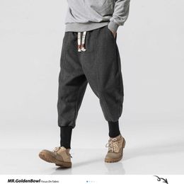 Pantalons pour hommes MrGoldenBowl Store Pantalons d'hiver hommes 2023 hommes Harajuku cheville bandé Joggers pantalon mâle Streetwear épais Style chinois pantalons de survêtement Z0225