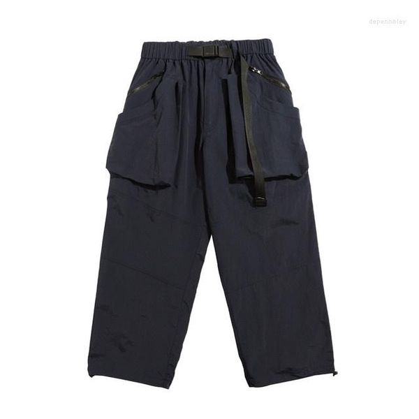 Pantalones de hombre Cargo multibolsillo con cinturón para hombre Estilo Safari Pierna ancha Cintura elástica Pantalones casuales sueltos Hombres