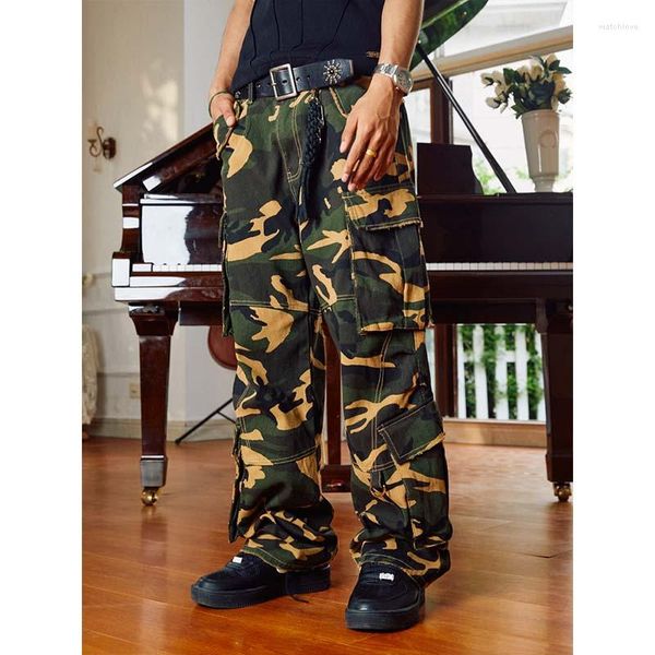 Pantalones para hombres cargp de bolsillo múltiple para hombres y mujeres suelto ropa de camuflaje 2023 pantalones de verano hip hop hopggy r69