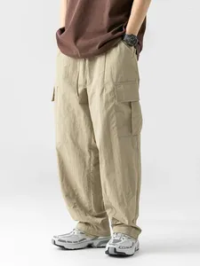 Pantalons pour hommes multi-poches décontracté japonais vêtements pour hommes printemps et automne en plein air lâche couleur unie droite jambe large Cargo