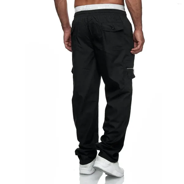 Pantalon pour hommes multipocker des salopets à tube droit de jogging sportif coulant parkour fitness pantalon élastique haute taille décontractée
