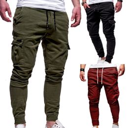 Pantalons pour hommes Multi poches Joggers hommes pantalons de survêtement décontracté solide Cargo surdimensionné pantalon de rue 230906