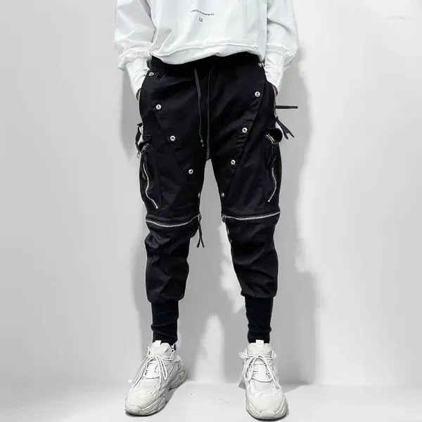 Pantalons pour hommes Multi Zippers Rivets Hip Hop Punk Casual Hommes High Street Pantalon détachable Leg Techwear Style Cargo