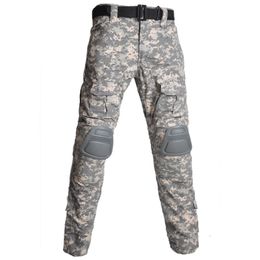 Herenbroek Multicam Camouflage Militaire tactische broek Leger Wearbestendige wandelplaag Paintball gevechten Pant met knie pads jachtkleding 231023