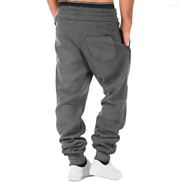 Pantalones para hombre, múltiples bolsillos, deportes transpirables con cordón en la cintura, diseño con banda en el tobillo para trotar, entrenamientos de gimnasio, suaves