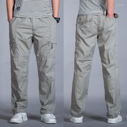 Pantalones de hombre Musim Panas Tipis Overall Lurus Katun Longgar Super Besar Modis Nyaman Kasual Celana Polos Warna Ukuran M-5XL 6XL