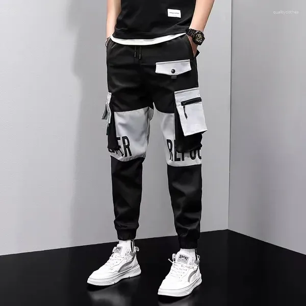 Pantalones para hombres Leggings estilo N Función de moda INS Costuras El mismo otoño Hip-hop Casual