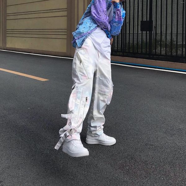 Pantalon pour hommes Mode nationale Rendu original Tie-Dye Hip-Hop Dégradé de couleur Slim-Fit Damage Couture High Street