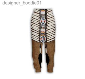 Broeken voor heren Native Indian Wolf 3D-print Causale kleding Mode Heren Dames Trainingspakken Hiphopbroeken Grote maten S-7XL Seizoenen Casual broeken L23112