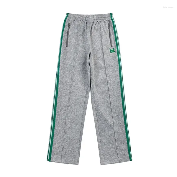 Pantalones para hombres agujas llegando pantalones verdes mariposa bordado bordado