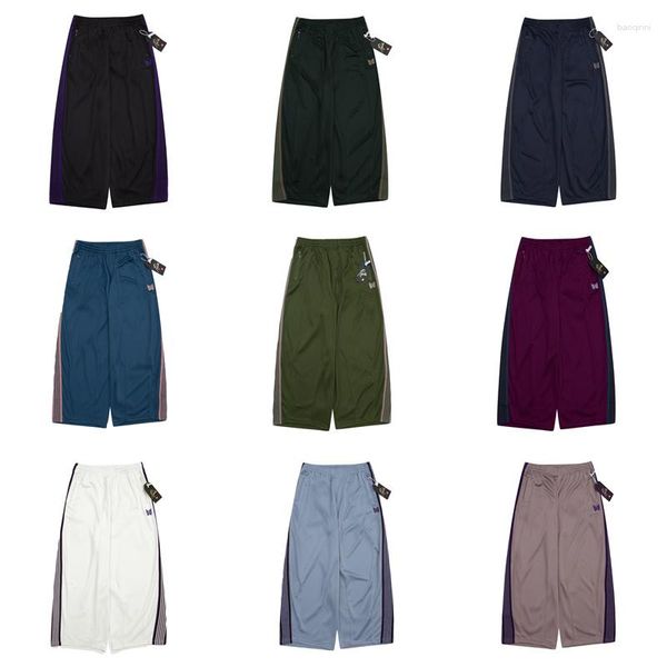 Pantalones para hombres Pantalones de agujas Pantalones de alta calidad para hombre para mujer bordado mariposa raya pantalones de chándal sueltos casual AWGE pierna ancha