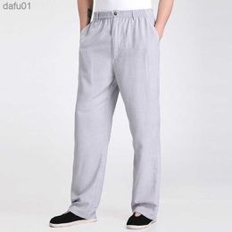 Pantalones de hombre Recién llegado Pantalones de Kung Fu de hombre chino gris Pantalones de lino de algodón Ropa Talla S M L XL XXL XXXL 2350 L230520
