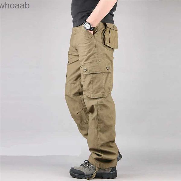 Men's Pants Nuevos pantalones cargo para hombre, pantalones holgados con múltiples bolsillos para hombre, pantalones militares informales, monos, pantalones militares, pantalones para correr de talla grande 40 42 44 de algodón YQ231201