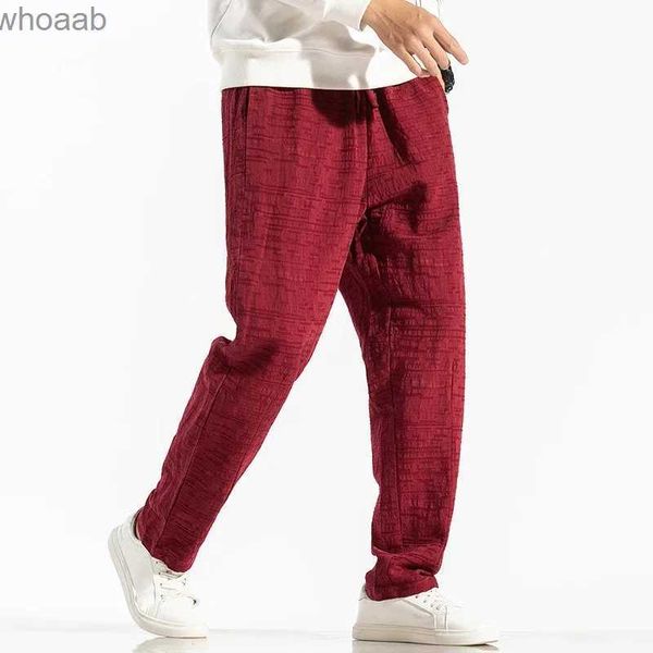 Pantalones para hombres Nuevo estilo chino Cierre de correa para jóvenes Pantalones casuales de lino de color sólido para hombres Algodón Cáñamo Diario Sueltos Leggings de moda para hombres YQ231204