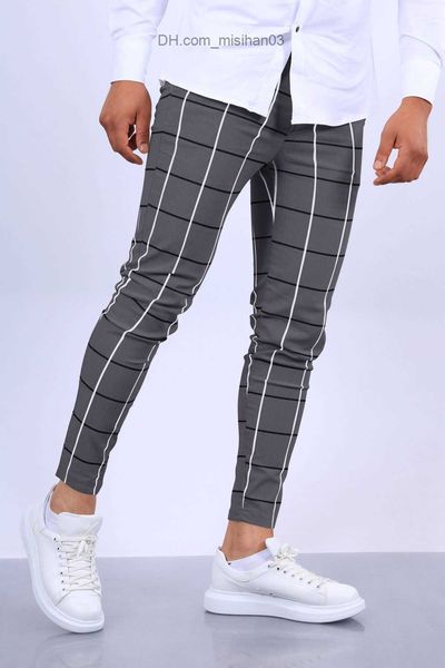 Pantalones de hombre Nueva moda para hombre Rayas rojas y verdes Pantalones de lápiz de negocios casuales Pantalones de negocios de hombre Moda Slim Fit Patrón liso Ropa de calle formal para hombres Z230801