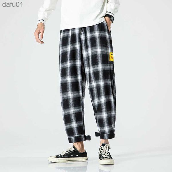 Pantalons pour hommes Nouveaux hommes Womans Joggers Pantalon à carreaux Noir Mode Hommes 2023 Jogging Pantalons de survêtement Casual Streetwear Pantalon ample S-5XL L230520