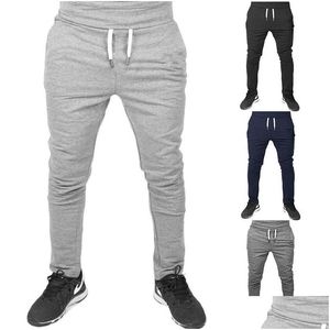 Pantalons pour hommes Nouveaux hommes Style Casual Ajusté Gym Slim Fit Brodé Stretch Urban Wind Sport Pantalon droit Drop Livraison Vêtements Clo Dhplg