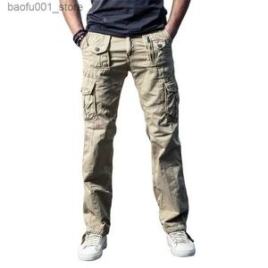 Pantalon masculin Nouveau pantalon de cargaison militaire masculin kaki massif d'été respirant grande taille multi-poche long pantalon chaud vente épissée pantn homme Q240529