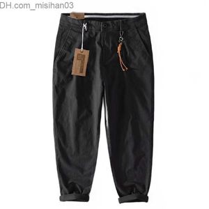 Mannen Broek Nieuwe Lente en Zomer Retro Casual Broek mannen Crop Broek Losse Wijde Pijpen Casual Werkpak Broek Z230801