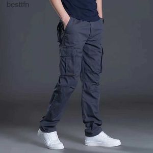 Men's Pants Nuevos pantalones cargo para primavera y otoño para hombre, pantalones casuales con bolsillos lti de algodón, pantalones rectos de moda para hombre, pantalones para correr sólidos, ropa de calle para hombre L231212