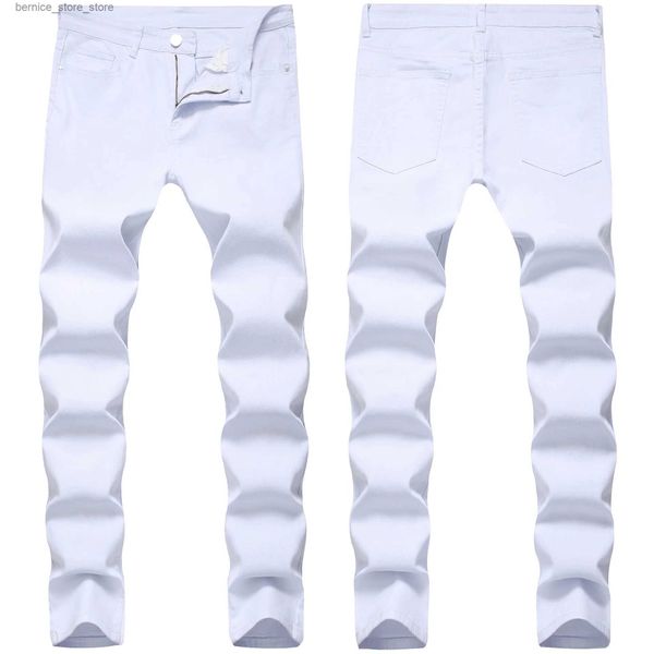 Men's Pants Nouveau Style hommes blanc coupe ajustée jean mode chaude Stretch jean mince décontracté hommes crayon pantalon coton Denim pantalon mâle 28-40 Q231201