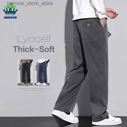 Pantalons pour hommes Nouvellement amélioré tissu Lyocell doux et confortable pantalon pour hommes poche droite taille élastique épais décontracté large pantalon hommes surdimensionné M-5XL Q231201