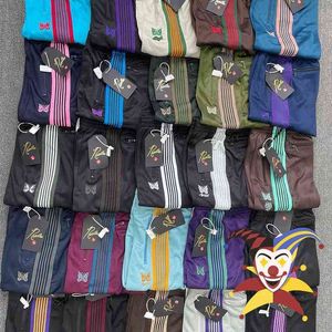 Pantalones de hombre Niwe Awge Needle Jogging Pants Hombres Mujeres 1 1 Pantalones de aguja de rayas de mariposa bordados de la mejor calidad 0918H22