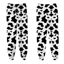 Pantalons pour hommes nouveauté noir blanc vache taches 3D pantalons de survêtement femmes hommes jogger décontracté chaud hip hop streetwear garçon filles pantalons