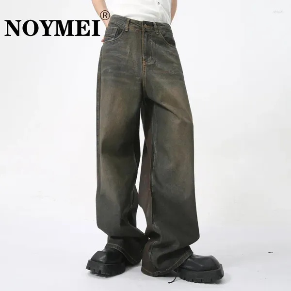 Pantalon masculin noymei détresse en détresse du denim vintage tempérament droit de jambe large jean 2024 pantalon de printemps tendance wa4432