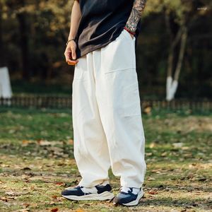 Herenbroek buiten cityboy mannen Japan streetwear mode losse casual breed been rechte vracht man mannelijke elastische taille broek joggingbroeken