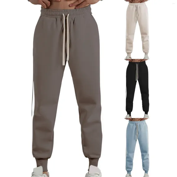 Pantalons pour hommes loisirs de plein air et Sports d'hiver couleur assortie Leggings longs léger Mature vêtements à la mode Simple usage quotidien