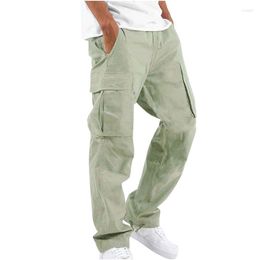 Pantalon pour hommes en plein air cargo noire coton pure couleur combinaison streetear hommes pantalon droit de poche pantalon pantalon 5xl 17