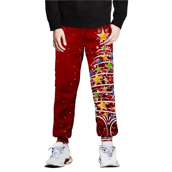 Pantalones de hombre Pantalones al aire libre Pantalones de chándal de algodón transpirables para hombre Feliz Navidad Deportes Pantalones de jogging ocasionales Senderismo ligero Trabajo