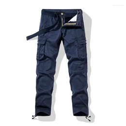 Pantalon d'extérieur en pur coton pour hommes, Baggy Cargo, jambes larges, passepoil contrasté, cordon de serrage, pantalon de survêtement avec rabat, plusieurs poches, pantalon ample