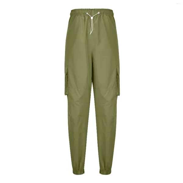 Pantalons pour hommes Sports de plein air Taille haute Lâche Léger Résistant à l'usure pour hommes Polyester Jogger Cargo Streetwear Multi poches Vert