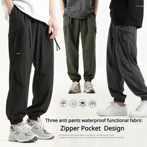 Pantalon masculin extérieur en randonnée de randonnée élastique en fitness léger pantalon de fitness trois anti-imperméable en tissu