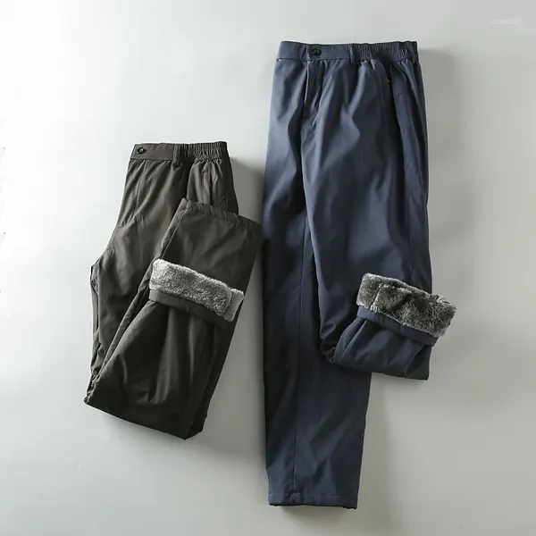 Pantalon d'extérieur coupe-vent imperméable pour homme, polaire épais, couleur unie, taille élastique, ample, polyvalent, décontracté, automne hiver