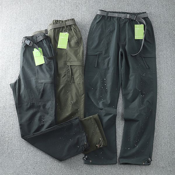 Pantalons pour hommes en plein air coupe-vent imperméables vêtements de travail pour hommes multi-poches pantalons de tube droit Trekking équipement de chasse pantalons de combat ceinture 230211