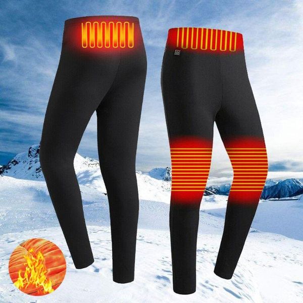 Pantalones de hombre al aire libre invierno cálido cintura elástica calentamiento polainas térmicas pantalones calentados calentador de tela calefacción