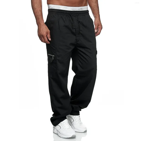 Pantalons pour hommes Sautporne de fitness Sports à jambes droites multipocolaires Travail pour hommes