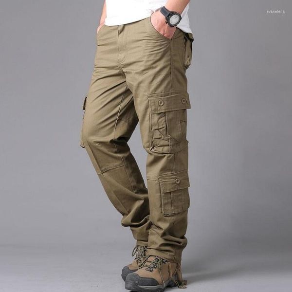 Pantalones para hombre, monos militares de carga para hombre, pantalones de chándal holgados resistentes al desgaste, pantalones casuales de algodón con múltiples bolsillos, pantalones de trabajo del ejército de combate recto