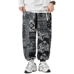 Herenbroeken oversize bandana print causale broek voor mannen dames Japan Stijl Wijd been Straight joggers Spring Streetwear Harajuku Hip Hop 220922