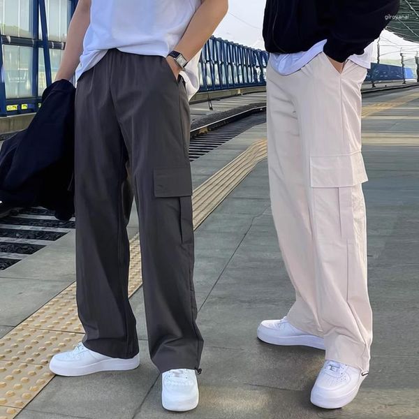 Pantalones para hombres de gran tamaño hombres de carga de bolsillo retro casual de calles japoneses