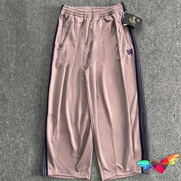 Pantalones para hombres agujas rosas de gran tamaño hombres anchos 2024 japón phy poly lisos asimentos de chándal